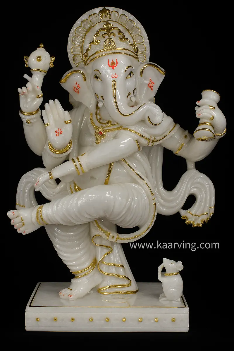 Handmade marble Ganesha idol manufacturer in Jaipur by Kaarving