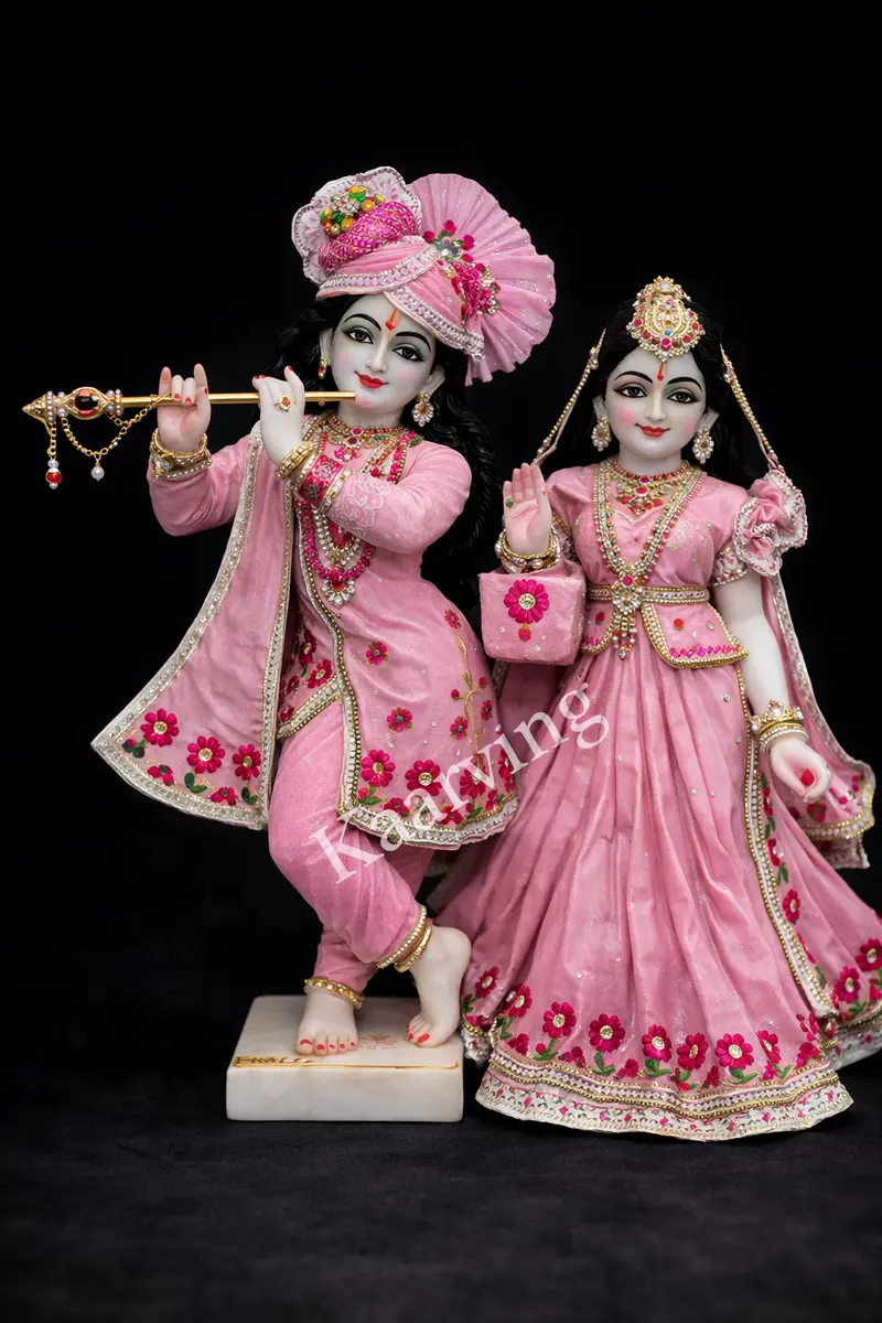 Handmade ISKCON Radha Krishna marble statue manufacturer in Jaipur