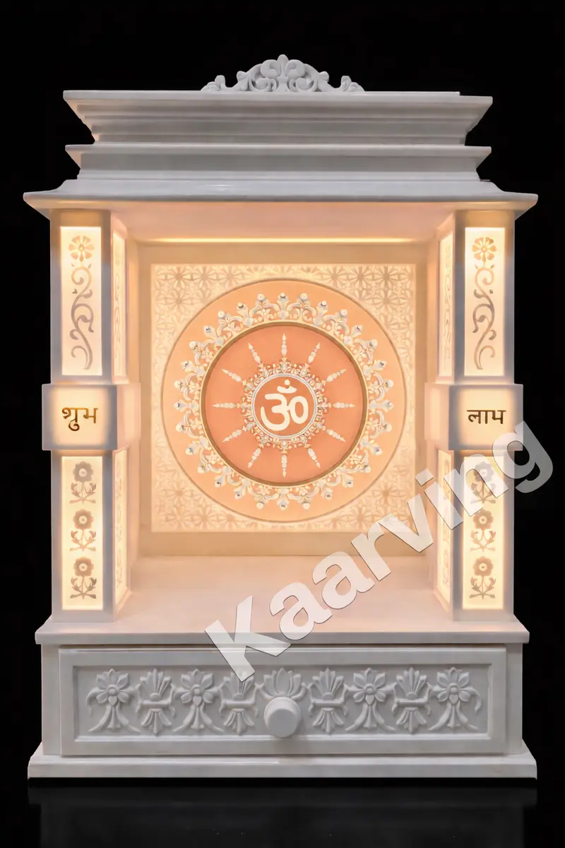 Handmade marble mandir manufacturer in Jaipur with delivery across India
